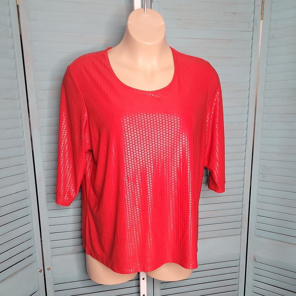 CSC Studio Blouse Shirt ~ Sz P1X ~ 3/4 Sleeve ~ Red